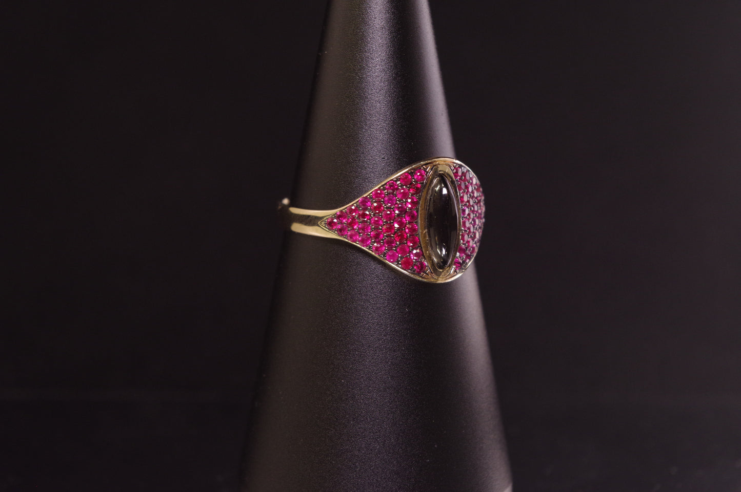 14K Ruby and Star Diopside Cat Eye Ring