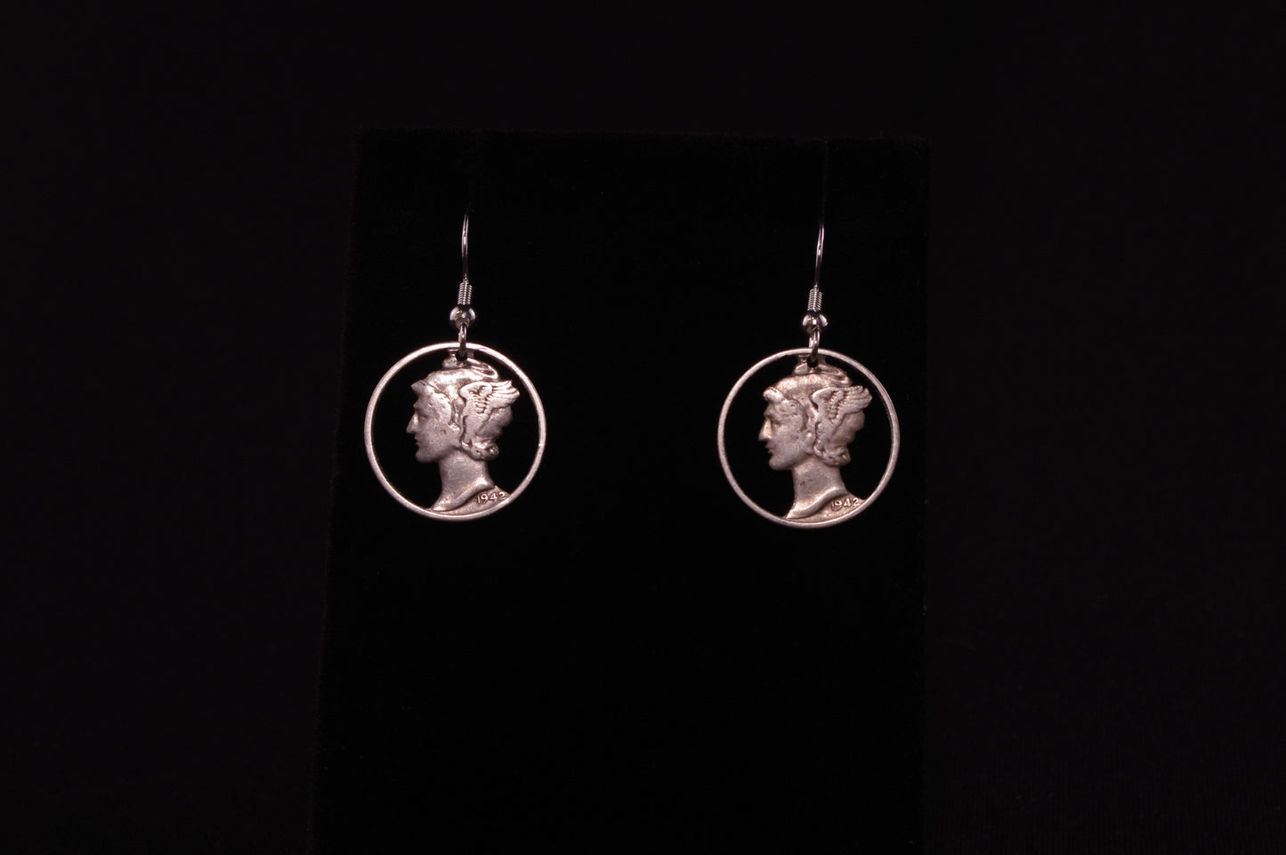 Mercury Dime Earrings in Fine Silver