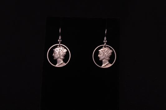 Mercury Dime Earrings in Fine Silver