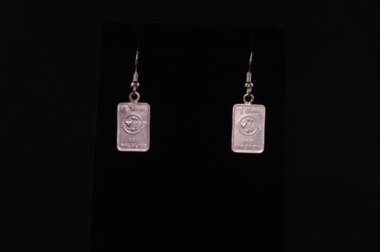 Silver I Love You Bar Dangle Earrings