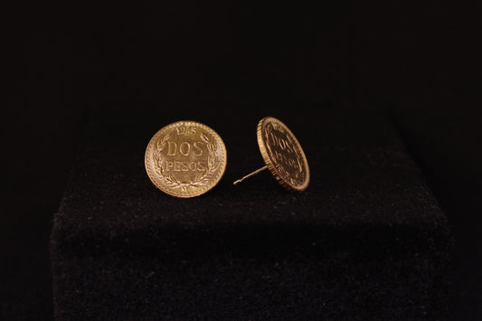 Gold Dos Pesos Earring Studs