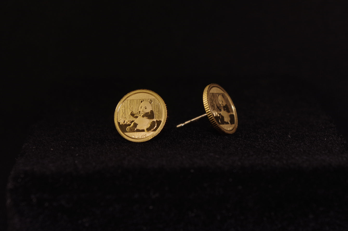 1g Gold Panda Coin Stud Earrings (2017)