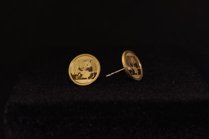 1g Gold Panda Coin Stud Earrings (2017)