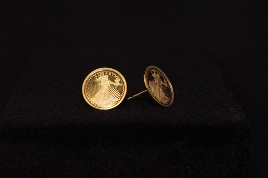 Gold Saint-Gaudens Double Eagle Earring Studs