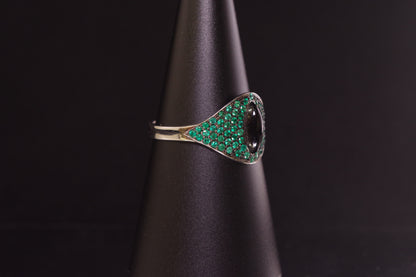 Emerald Pave Cat Eye Ring