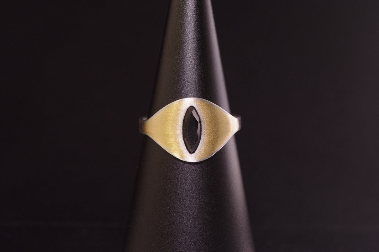 Gold Cat Eye Ring with Faceted Pupil