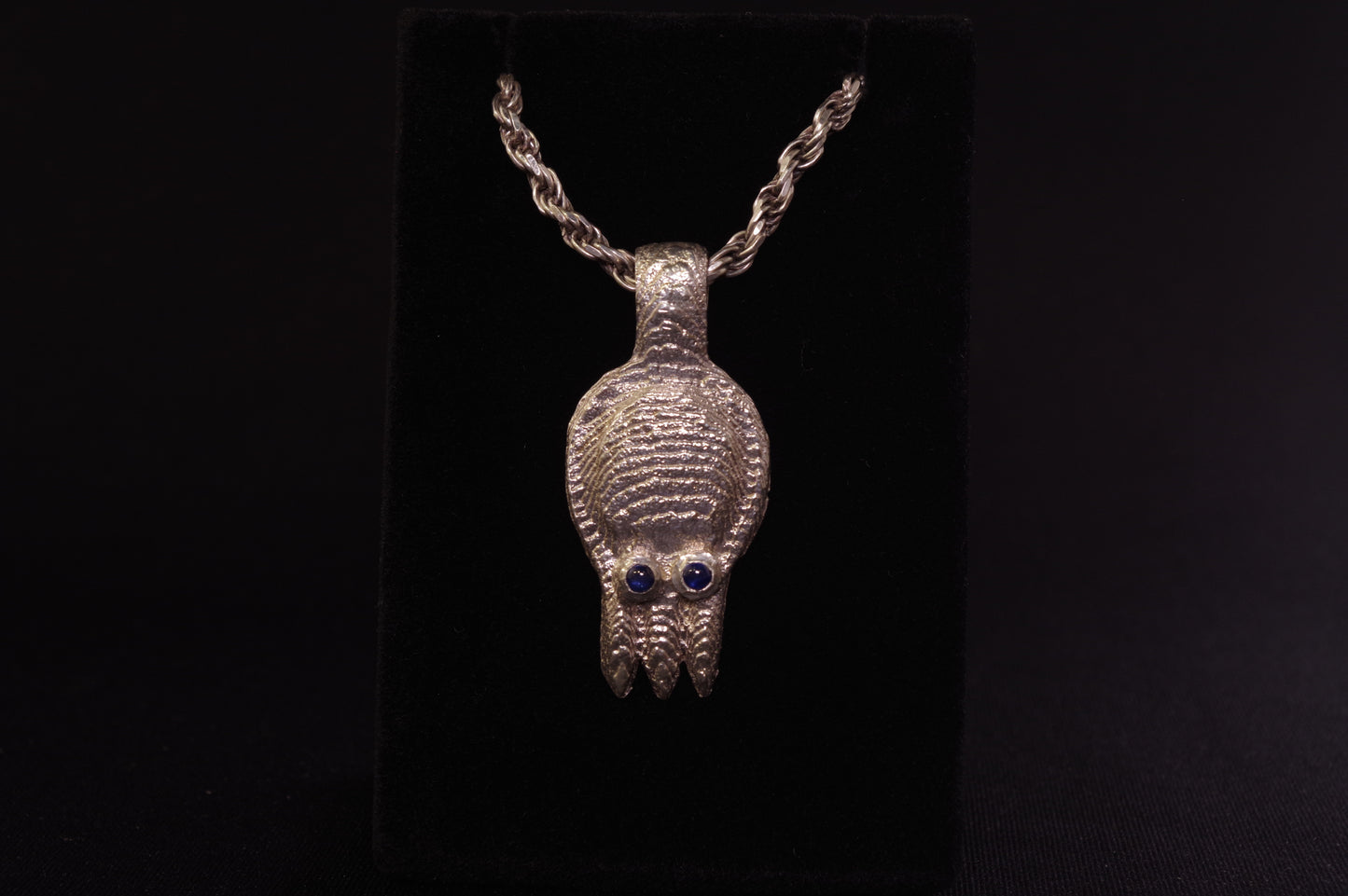 Silver Cuttlefish with Blue Sapphire Pendant