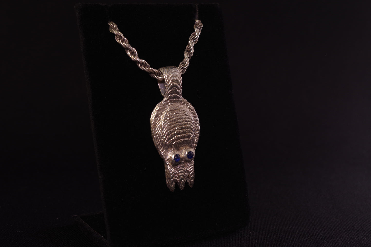 Silver Cuttlefish with Blue Sapphire Pendant