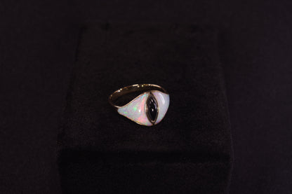 Opal Inlay Cat Eye Ring